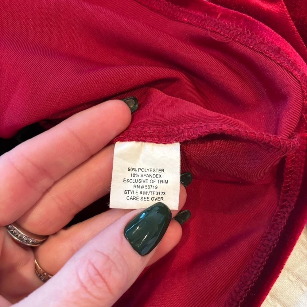 Notations Vintage Red Velvet Euro Long Sleeve Faux Wrap with Tank Women's Top XL - Picture 7 of 10